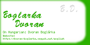 boglarka dvoran business card